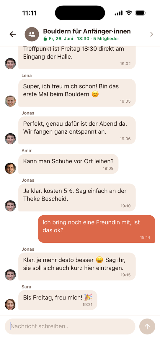 Verschlüsselter Event-Chat in der Samble-App